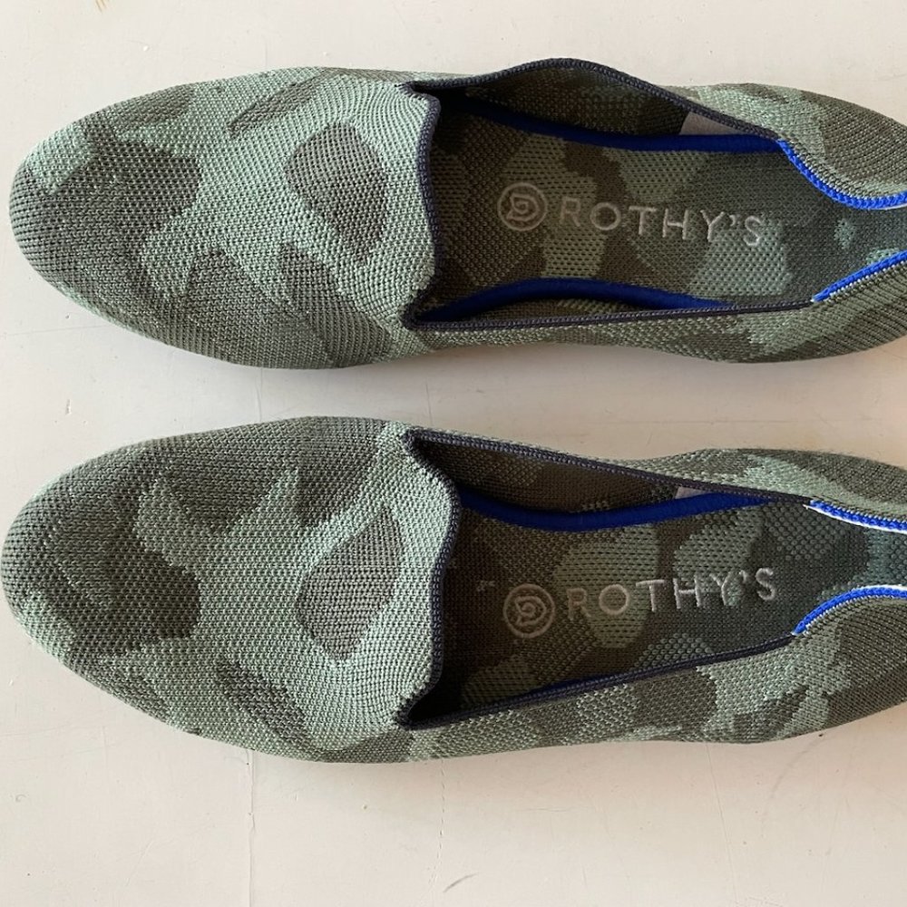 Rothy's fabric flats, camo green size 9.5